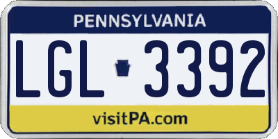 PA license plate LGL3392
