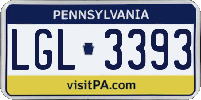 PA license plate LGL3393