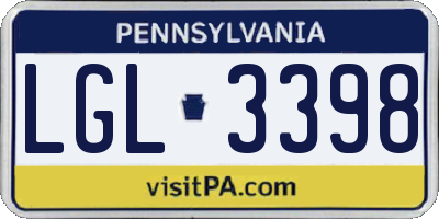 PA license plate LGL3398