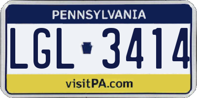 PA license plate LGL3414