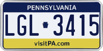 PA license plate LGL3415
