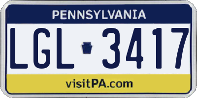 PA license plate LGL3417