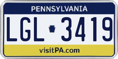 PA license plate LGL3419