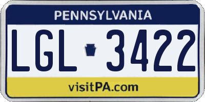 PA license plate LGL3422