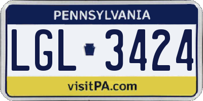 PA license plate LGL3424