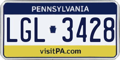 PA license plate LGL3428