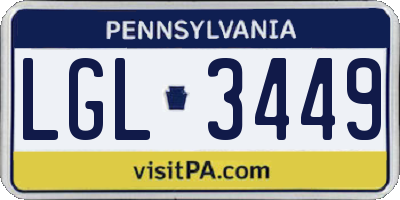 PA license plate LGL3449