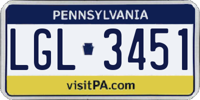 PA license plate LGL3451