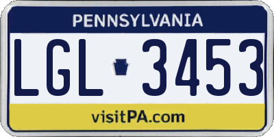 PA license plate LGL3453