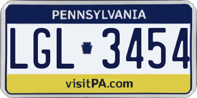 PA license plate LGL3454