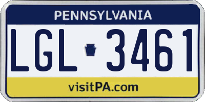 PA license plate LGL3461