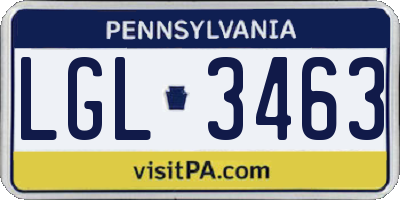 PA license plate LGL3463