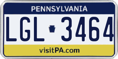 PA license plate LGL3464