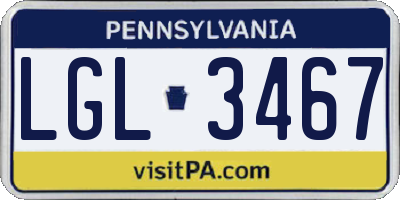 PA license plate LGL3467