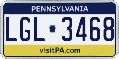 PA license plate LGL3468