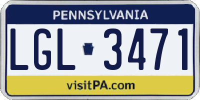 PA license plate LGL3471