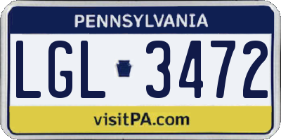 PA license plate LGL3472