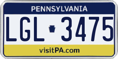 PA license plate LGL3475