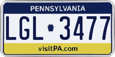 PA license plate LGL3477