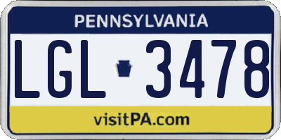 PA license plate LGL3478