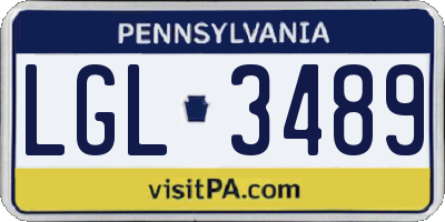 PA license plate LGL3489