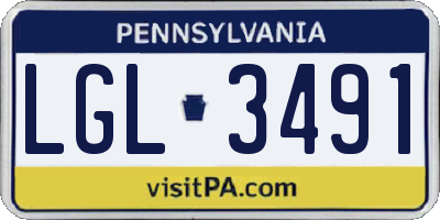 PA license plate LGL3491