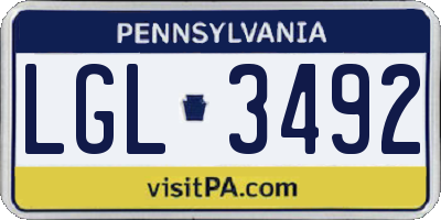 PA license plate LGL3492