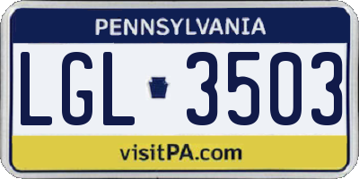 PA license plate LGL3503
