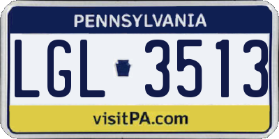 PA license plate LGL3513