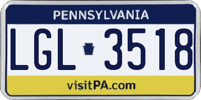 PA license plate LGL3518