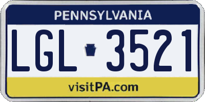 PA license plate LGL3521