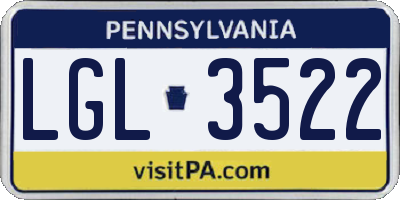 PA license plate LGL3522