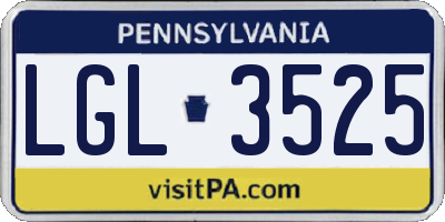 PA license plate LGL3525