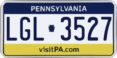 PA license plate LGL3527