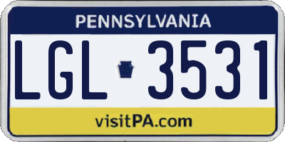 PA license plate LGL3531