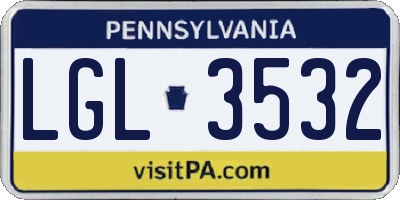 PA license plate LGL3532