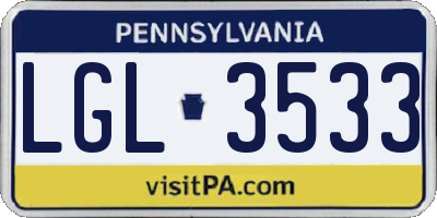 PA license plate LGL3533
