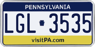 PA license plate LGL3535