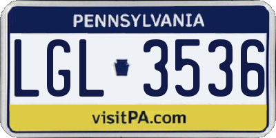 PA license plate LGL3536