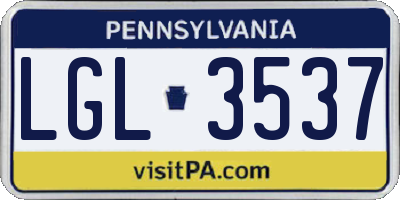 PA license plate LGL3537