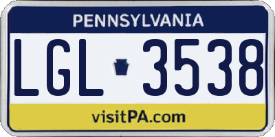 PA license plate LGL3538