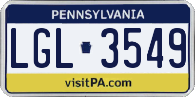 PA license plate LGL3549