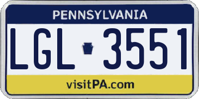 PA license plate LGL3551