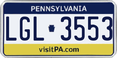 PA license plate LGL3553