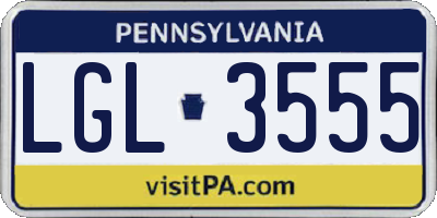 PA license plate LGL3555
