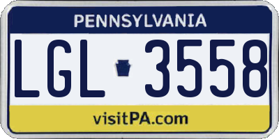PA license plate LGL3558