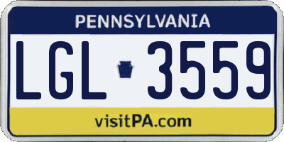 PA license plate LGL3559