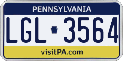 PA license plate LGL3564