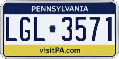 PA license plate LGL3571