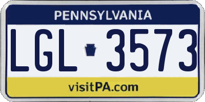 PA license plate LGL3573